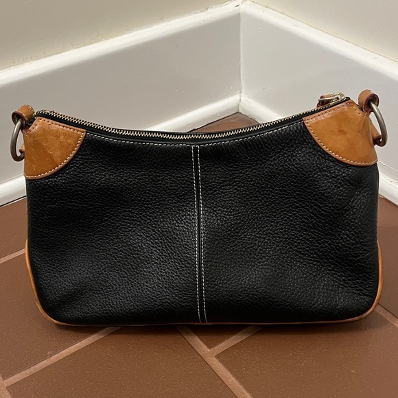 Dooney & Bourke Black and Brown Pebbled Leather Shoulder Bag Mini Hobo Classic - Picture 6 of 11